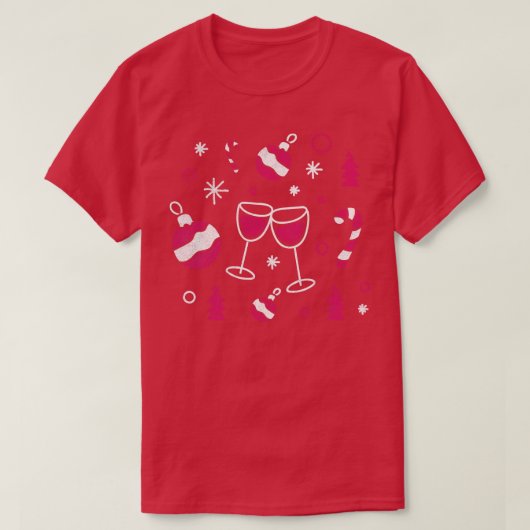 ワインクリスマスドリンクパーティークリスマスホリデーパーティーF Tシャツ (デザイン正面)