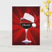 ワインクリスマスハッピーホリデー カード (黄色い花)