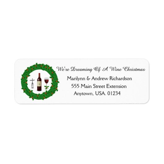 ワインクリスマスホリデーリースの夢 ラベル (正面)