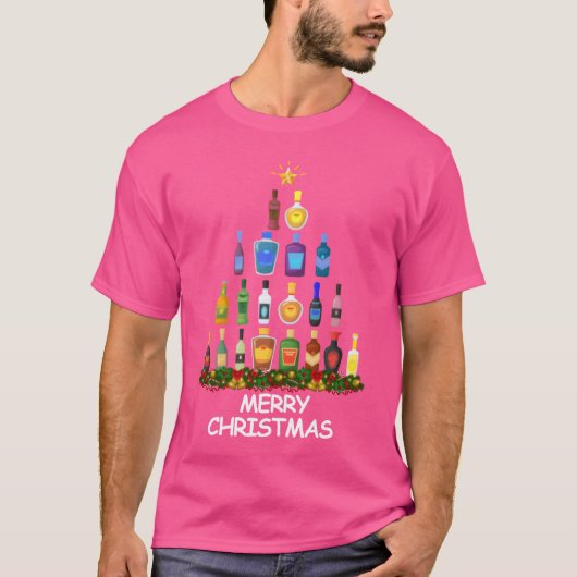 ワインクリスマスメリークリスマスフレンズ Tシャツ (正面)