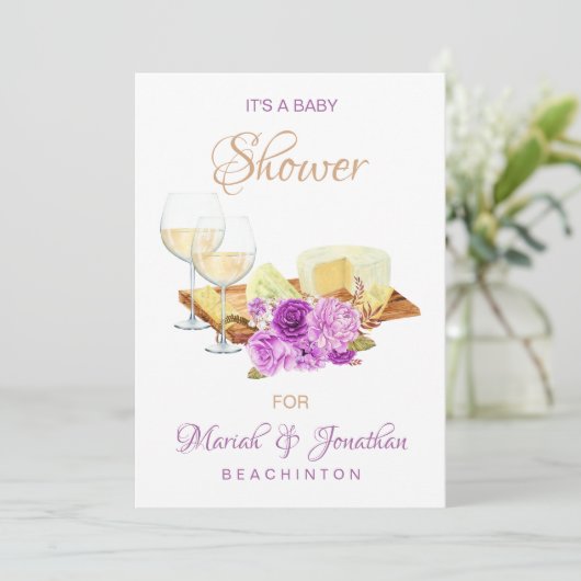 *~*ワイングラエレガントスでベビーシャワーを楽しむ 招待状 (スタンド正面)