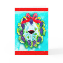 ワイングラスが付いている赤ワインのブドウの休日のリース