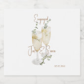 ワイングラスきらめく婚約パーティ金ゴールド文字 スパークリングワインラベル (シングルラベル)