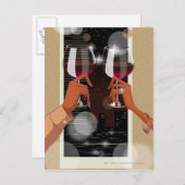 ワイングラスでカップルのトーストを閉じる ポストカード (正面/裏面)