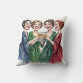 ワイングラスで乾杯する女性の友達たち クッション (裏面)