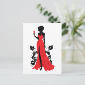 ワイングラスで若い女性の美しいシルエット ポストカード (スタンド正面)