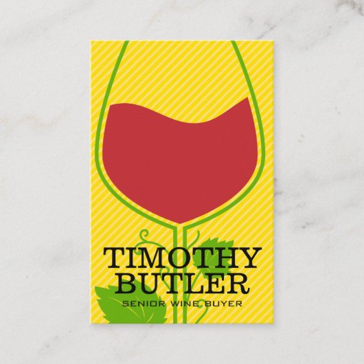 ワイングラスとつる植物ロゴ 名刺 (正面)