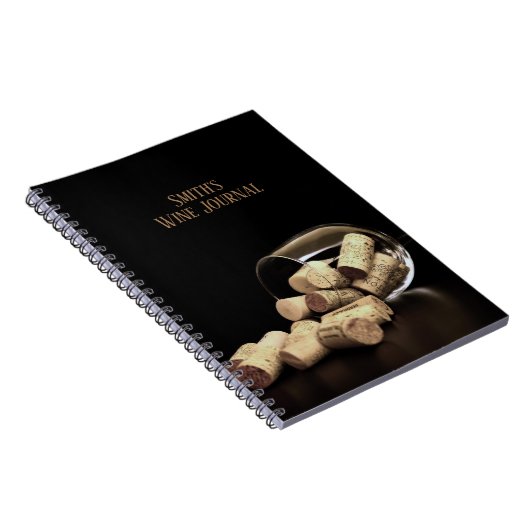 ワイングラスとコルク/ワパーソナライズされたインジャーナル ノートブック (右側)