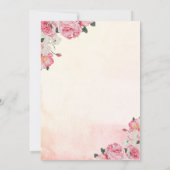 ワイングラスとバラ 水彩画 ブライダルシャワー 招待状 (裏面)