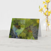 ワイングラスとブドウ応援ハッピーバースデー! カード (黄色い花)