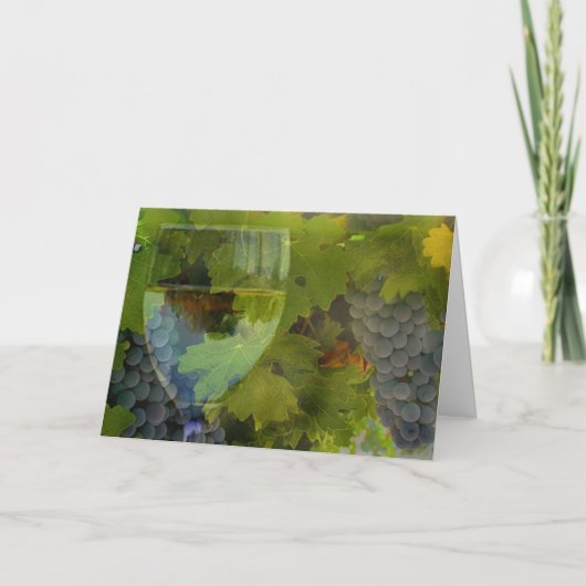 ワイングラスとブドウ応援ハッピーバースデー! カード (正面)