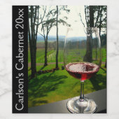 ワイングラスとブドウ畑デザインワインラベル ワインラベル (シングルラベル)