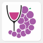 ワイングラスとブドウ スクエアシール (正面)