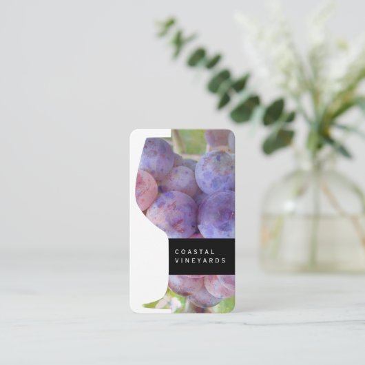 ワイングラスとブドウ 名刺 (スタンド正面)