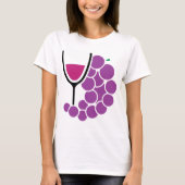 ワイングラスとブドウ Tシャツ (正面)