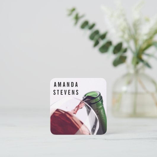 ワイングラスとボトル スクエア名刺 (スタンド正面)