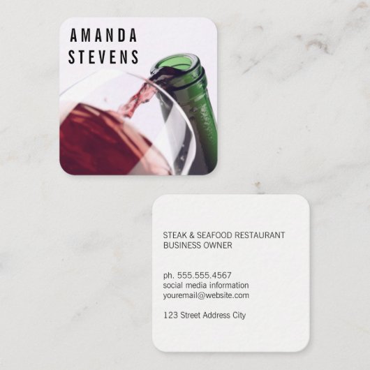 ワイングラスとボトル スクエア名刺 (正面/裏面)