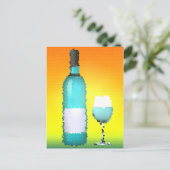 ワイングラスとボトル:ステンドグラス ポストカード (スタンド正面)