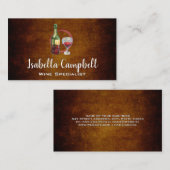 ワイングラスとボトル | ヴィンテージ背景 名刺 (正面/裏面)