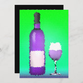 ワイングラスとボトル:染色ガラス 招待状 (正面/裏面)