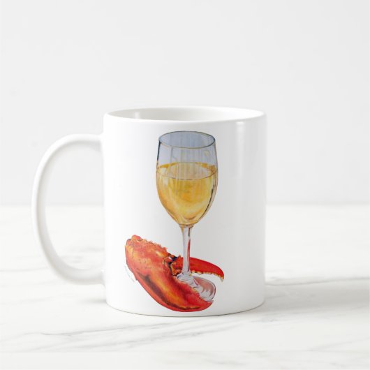 ワイングラスとロブスター爪 コーヒーマグカップ (左)