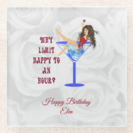 ワイングラスと少女 ガラスコースター