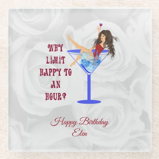 ワイングラスと少女 ガラスコースター (正面)