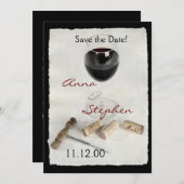 ワイングラスと栓 招待状 (正面/裏面)