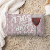 ワイングラスと水玉模様ウッドの幸せな引用文 ランバークッション (ブランケット)