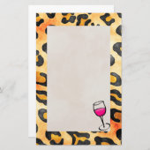 ワイングラスと野生ヒョウの斑点のパターン 便箋 (正面/裏面)