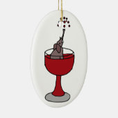 ワイングラスに坐る象の噴霧のワイン セラミックオーナメント (右)