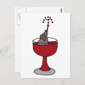 ワイングラスに座ってワインを噴霧する象 ポストカード (正面/裏面)