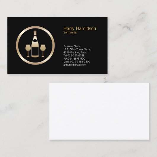ワイングラスのアイコンSomelier名刺 名刺 (正面/裏面)