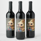ワイングラスのイースターバニー ワインラベル (ボトル)