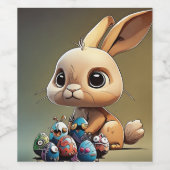 ワイングラスのイースターバニー ワインラベル (シングルラベル)