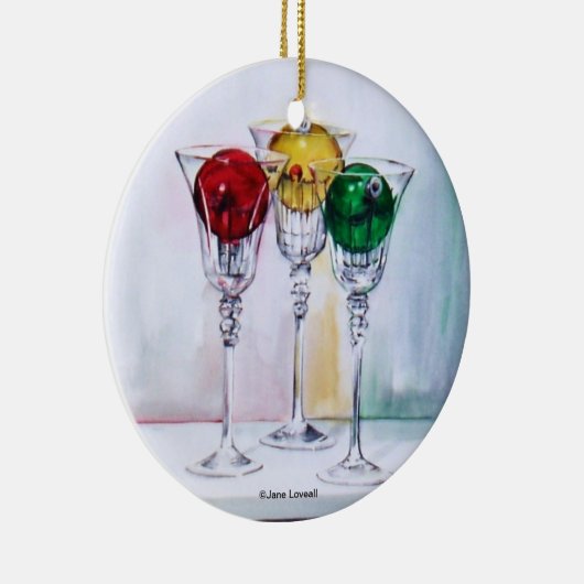 ワイングラスのオーナメントのクリスマスオーナメント セラミックオーナメント (右)