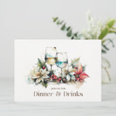 ワイングラスのクリスマスディナーとドリンク 招待状 (スタンド正面)