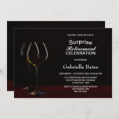 ワイングラスのサプライズ退職パーティー 招待状 (正面/裏面)