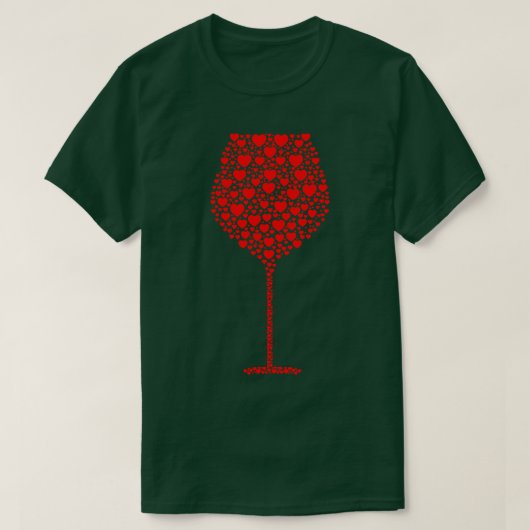 ワイングラスのシルエット(ハート) Tシャツ (デザイン正面)