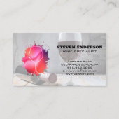 ワイングラスのスプラッシュロゴ |ボトルと赤ワイン 名刺 (正面)