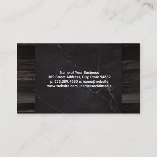 ワイングラスのスプラッシュロゴ | 大理石と木材 名刺 (裏面)