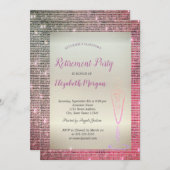 ワイングラスのダイヤモンド枠のダイヤモンド定年 招待状 (正面/裏面)