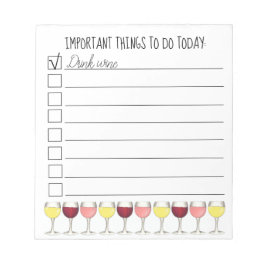 ワイングラスのチェックリストを飲む重要なもの ノートパッド