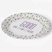 ワイングラスのメルロバブルイラストレーションパターン ペーパープレート (アングル)