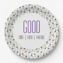 ワイングラスのメルロバブルイラストレーションパターン ペーパープレート