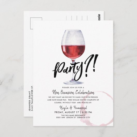 ワイングラスのユーモア | 特別な機会のお祝い ポストカード (正面/裏面)