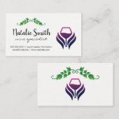 ワイングラスのロゴ |ブドウつる植物 名刺 (正面/裏面)