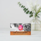 ワイングラスのロゴ |ワインぶどう |木材 名刺 (スタンド正面)