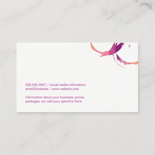 ワイングラスのロゴ | 汚れマークをこぼす 名刺 (裏面)