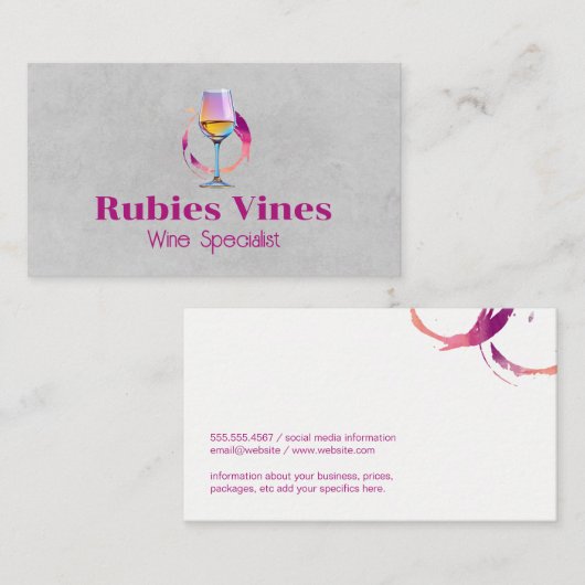 ワイングラスのロゴ | 汚れマークをこぼす 名刺 (正面/裏面)